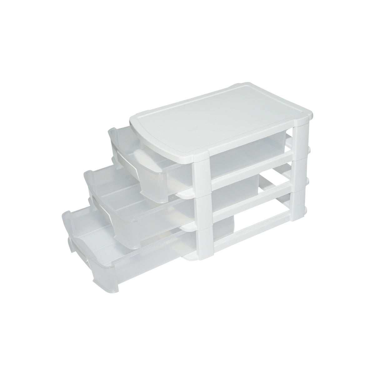 White plastic storage box with 3 drawers 270x192xH198mm
