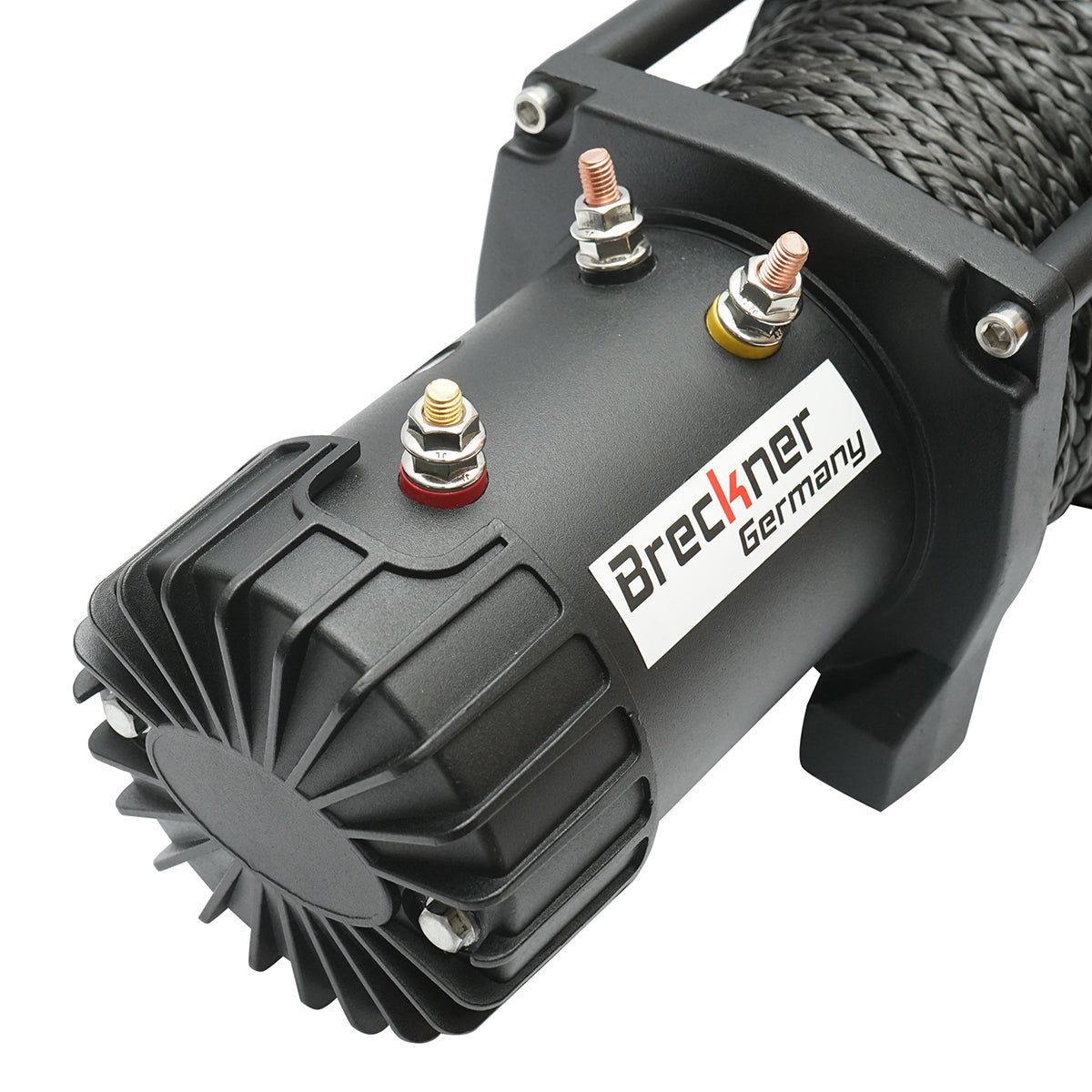 12V electric winch with remote control, 6.5 hp, 6.1T (13500lbs) synthetic cable 9x24m solenoid 400A Breckner Germany