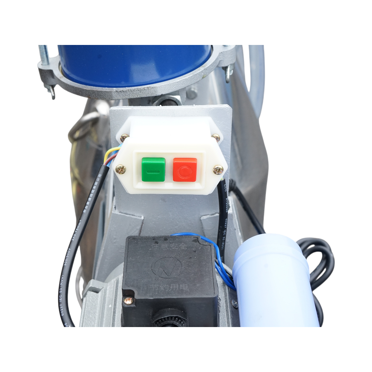 Single post milking machine 550W, 220V, stainless steel bucket 25L, milking group with 4 teats, vacuum pressure 40-50 kPa, pulsations 64 cpm