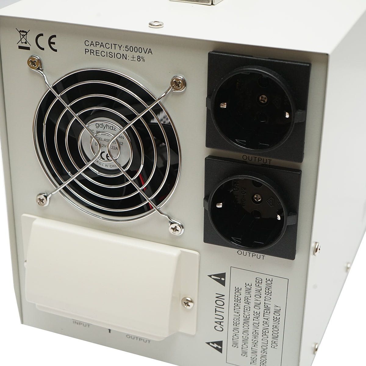 Automatic single-phase voltage stabilizer with relay 5000VA/140-260V, 2 Schuko sockets 230V, LCD display Breckner Germany