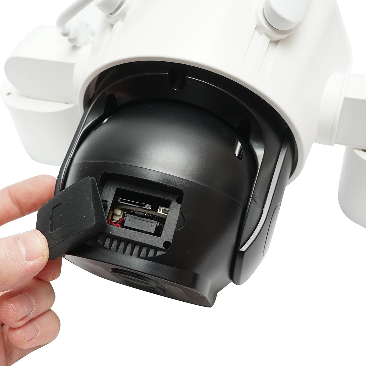 4-lens surveillance camera, 3 objectives 16 MP, WIFI 2.4GHz, 360-degree PTZ rotation with motion sensor, 10X zoom, alarm, IR night vision, human detection and IPC360 Home app.