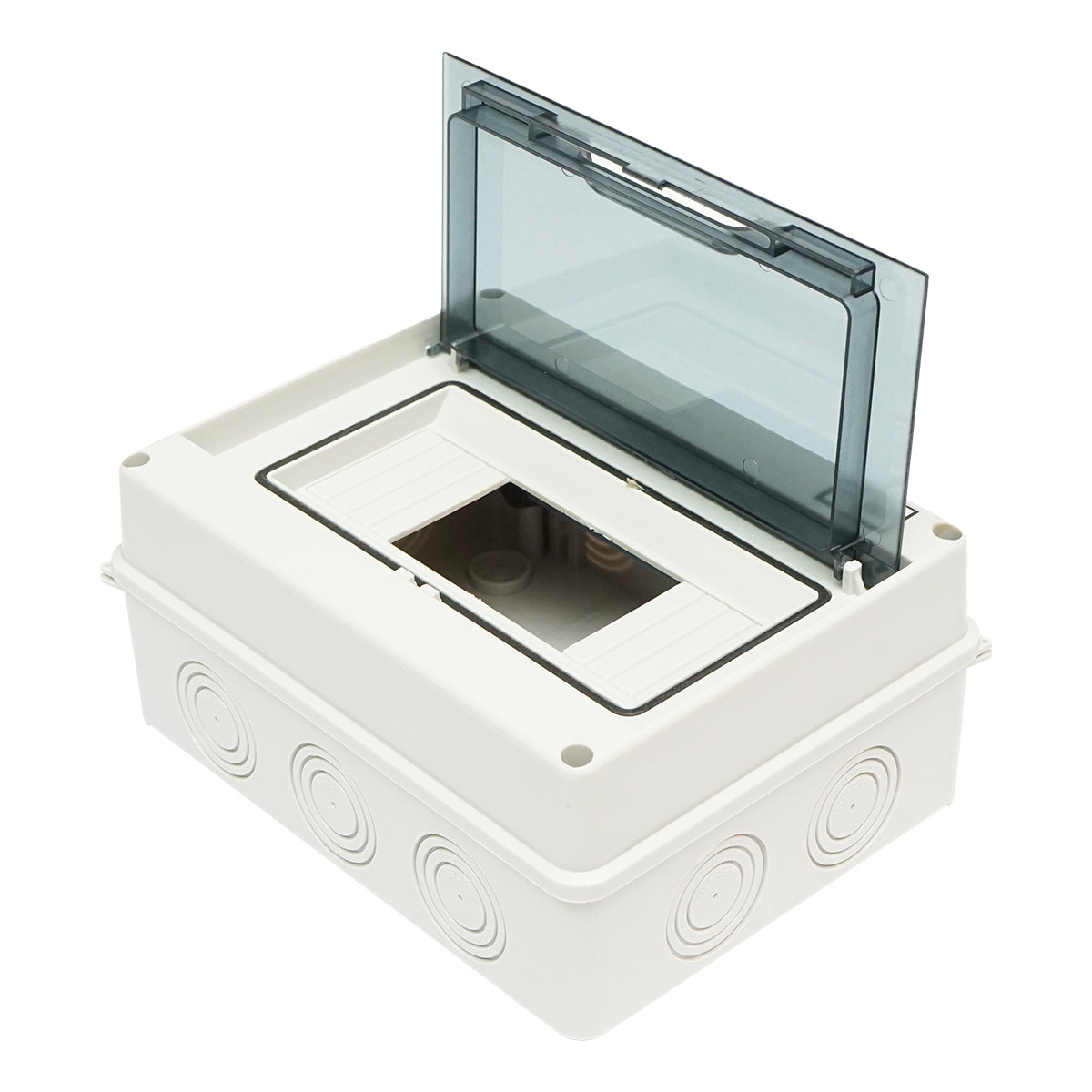 Single row fuse board, 8 modules 215x210x100mm IP65