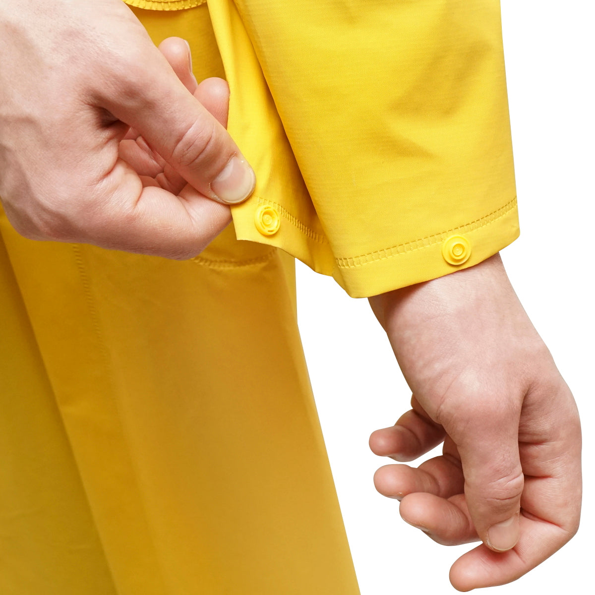 Waterproof XXXL poncho with hood made of polyester and PVC, featuring ventilation slots, 2 pockets, and a yellow zipper by Breckner Germany.