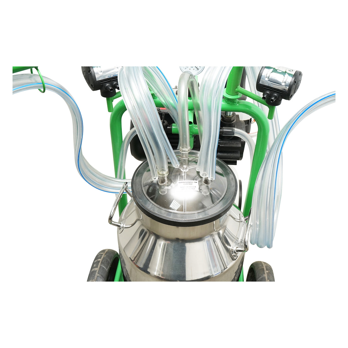 Milk milking machine for 2 cows with a 40L stainless steel bottle, vacuum reservoir Breckner Germany