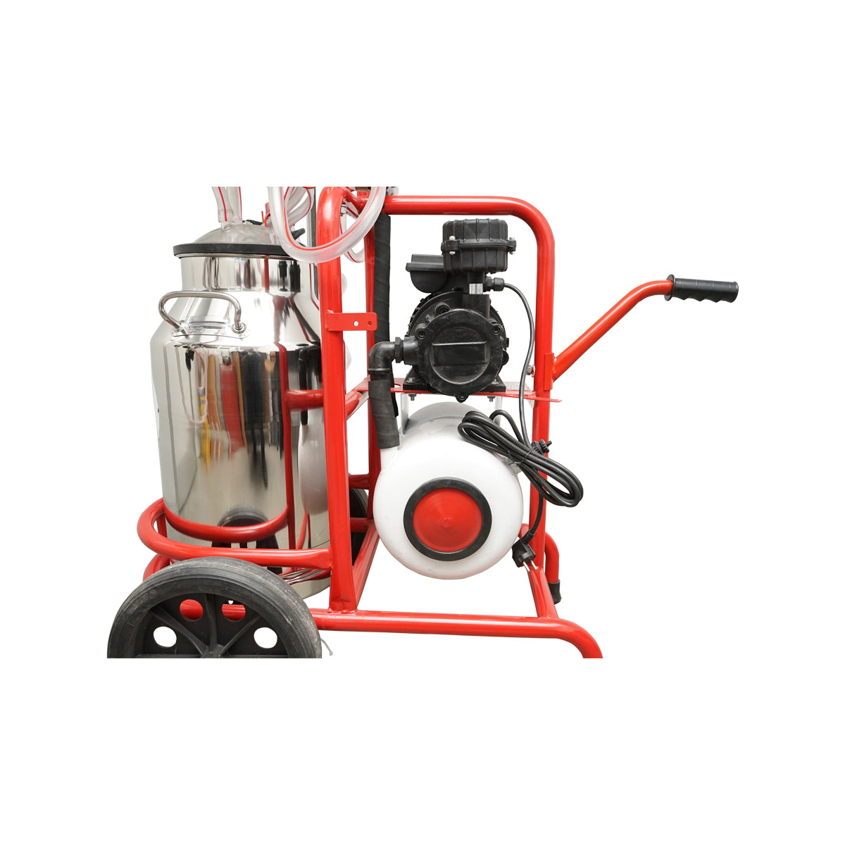 Cow milking machine with a 160cc collector group, galvanized chassis, 40L stainless steel tank, 2 stations Breckner Germany