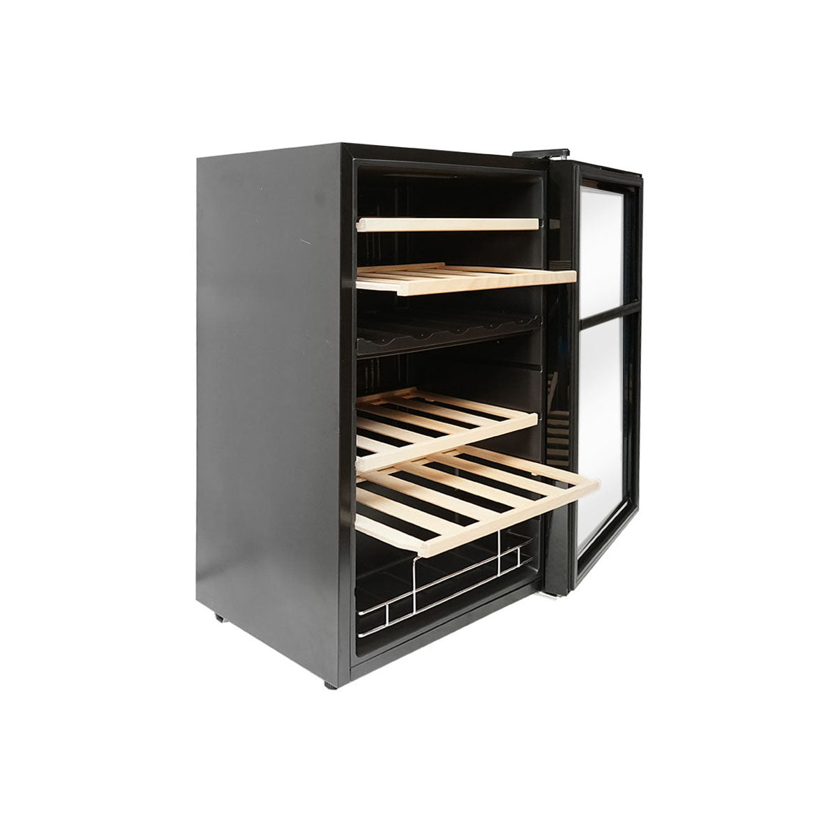 Wine refrigerator, 33 bottles with 4 wooden shelves 88L, 220V
