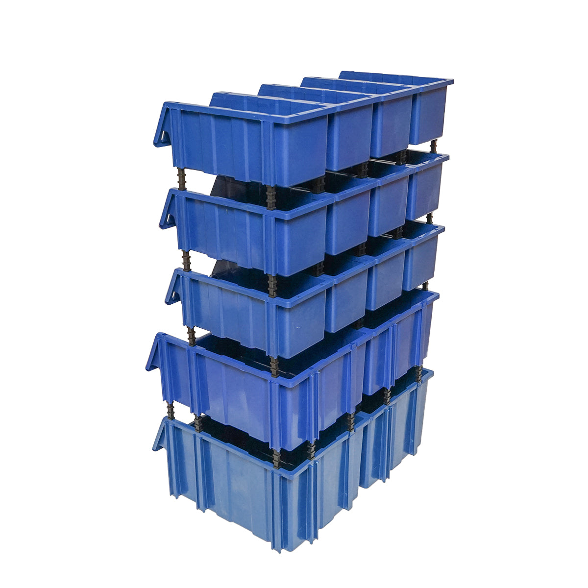Stand with 16 storage/organization boxes, blue plastic box, 680x510x1100mm