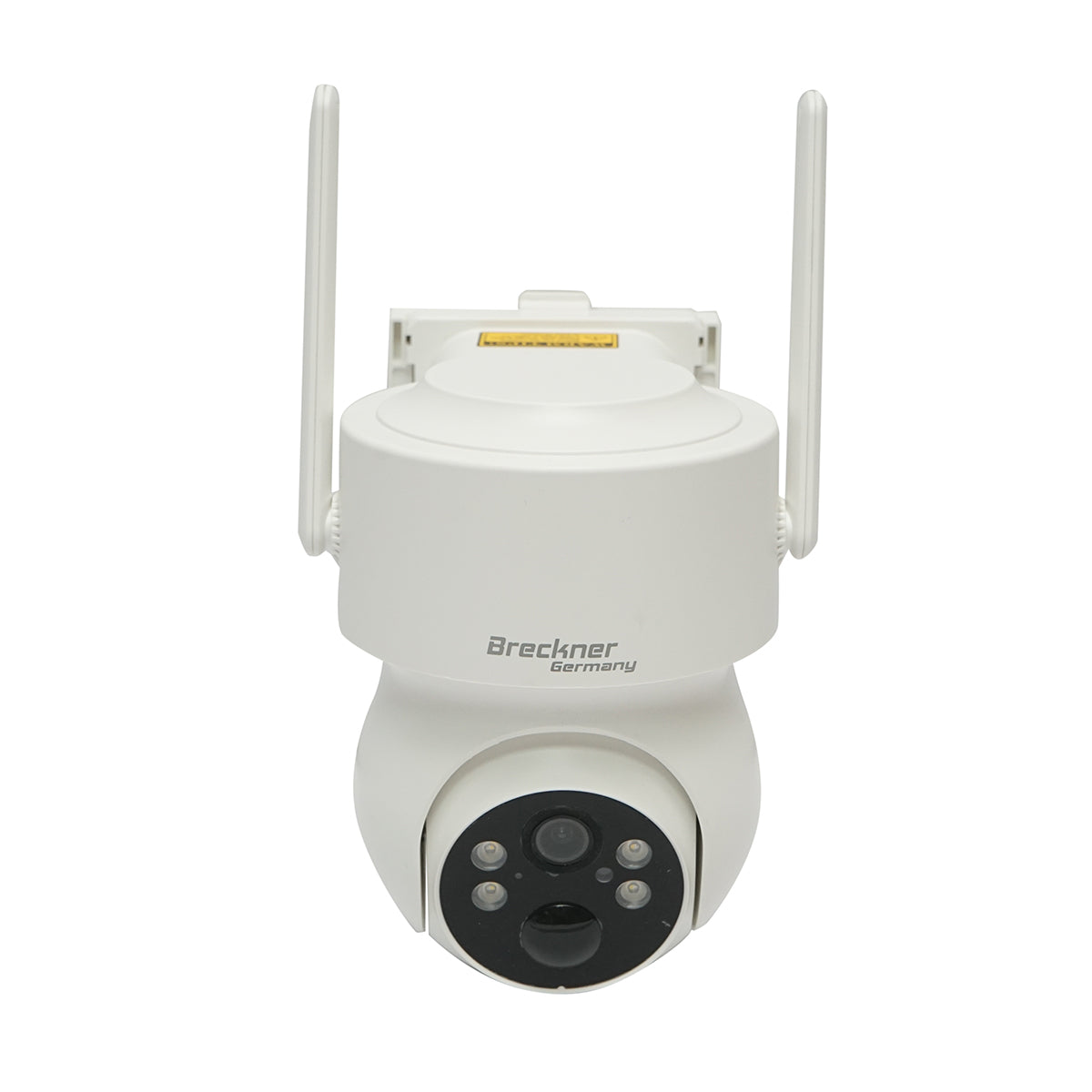 4 MP surveillance camera with 5W solar panel, fast charging 18650 battery, 2.4 GHz WIFI, 360-degree rotating PTZ with motion sensor, human detection PIR, alarm, night vision, and iCSee app.