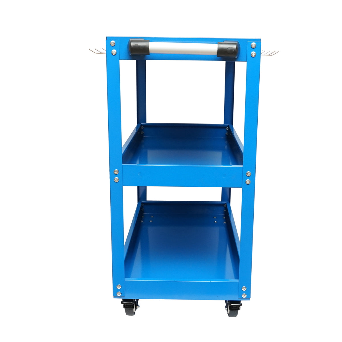 Metal cart on wheels with 3 shelves and tool holders 660x360x730mm