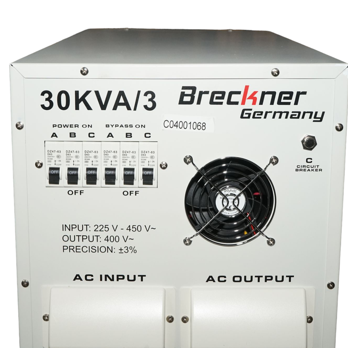 Automatic voltage stabilizer 30KVA, 24KW three-phase with servomotor Breckner Germany