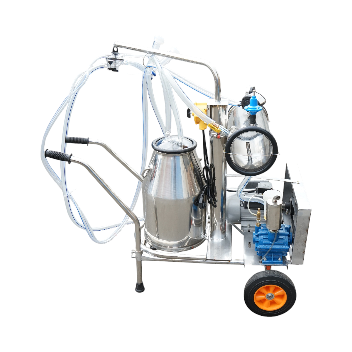 Sheep milking machine 1 post 750W, 220V stainless steel tank 25L, milking group with 2 teats, vacuum pressure 40-50 kPa, pulsations 60-80 cpm