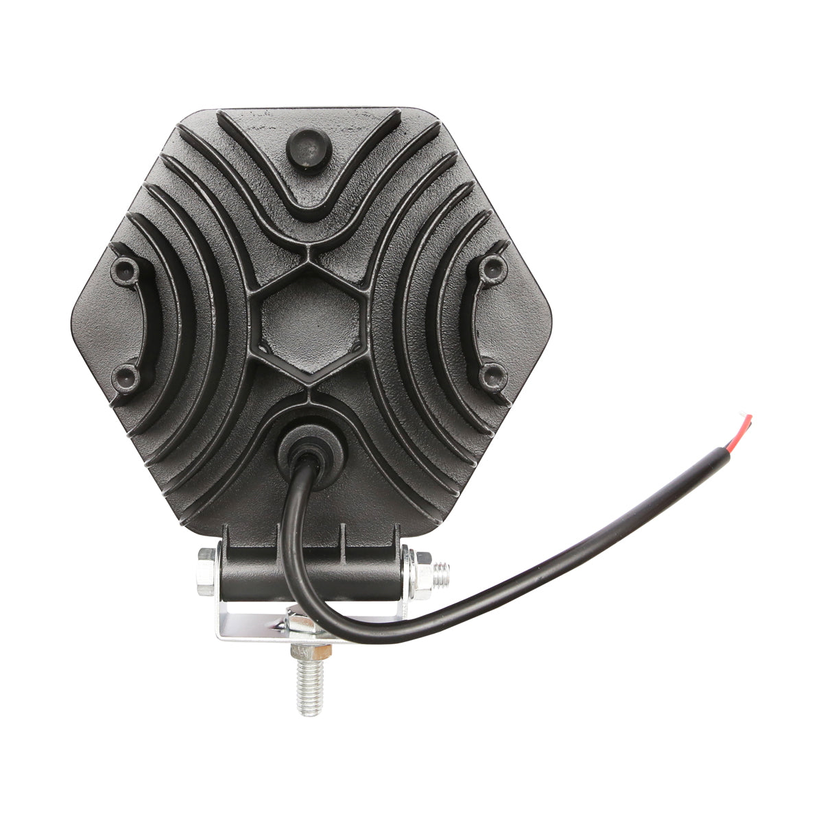 Hexagonal projector lamp with red plastic grille, 9 LEDs, radiation angle 30, DC 10-80V 27W Breckner Germany