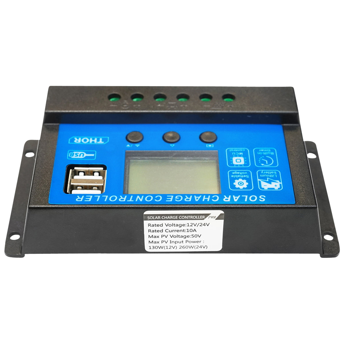 Voltage regulator for solar panel 10A 12V/24V 2X USB port