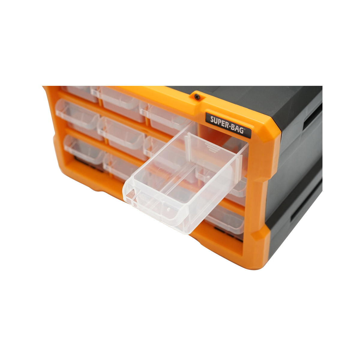 Modular yellow plastic storage box, 12 drawers 158x266x170mm Breckner Germany
