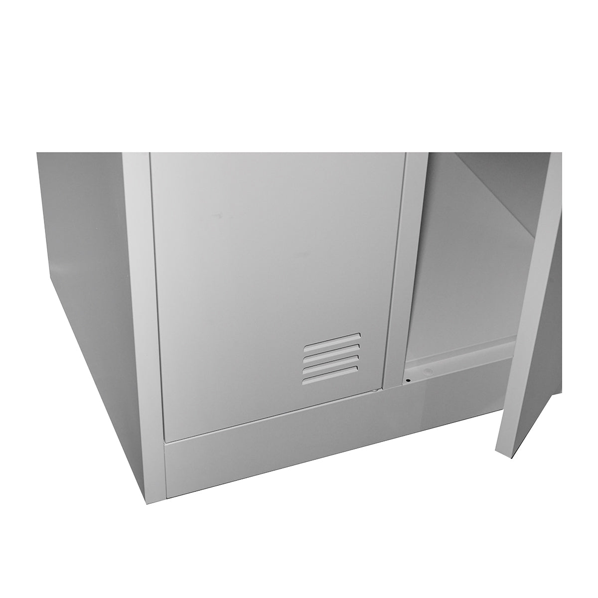 Double metal cabinet type locker 1800x600x450mm with 2 secured doors, shelf and rod, gray Breckner Germany