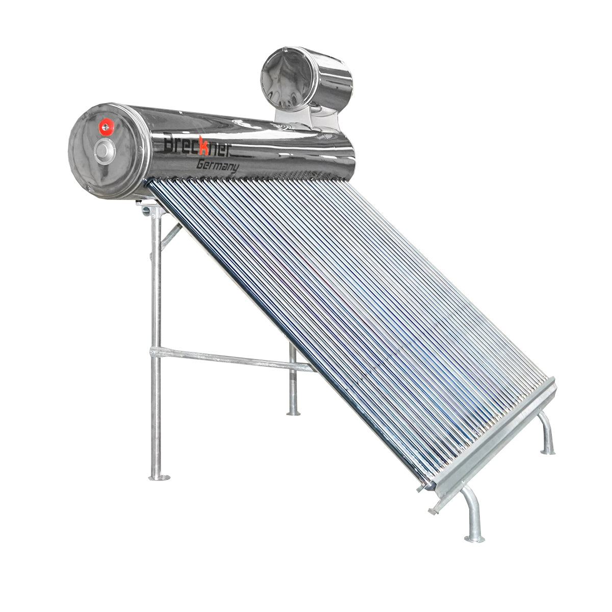 Unpressurized stainless steel solar panel with 36 tubes for hot water, 260L boiler, 2390x2200x1820mm Breckner Germany