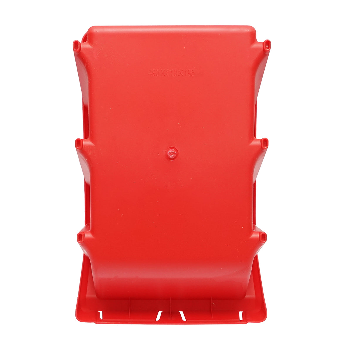 Red plastic storage box 490x300x195mm