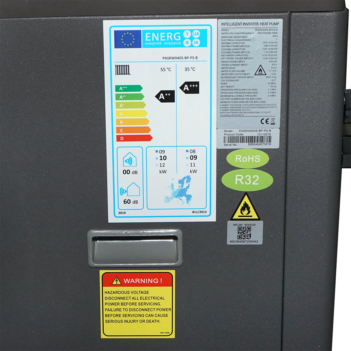Air-water heat and cooling pump 12.5 KW, 380V with smart inverter IPX4 PHOENIX