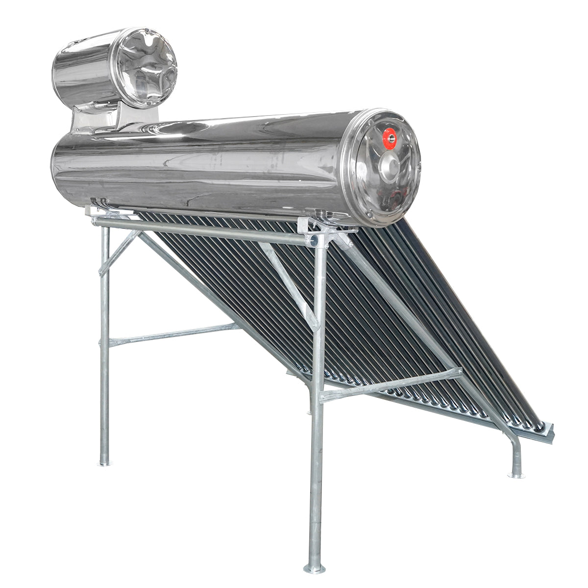 Unpressurized stainless steel solar panel with 30 tubes for hot water, 210L boiler, 2020x2200x1820mm Breckner Germany