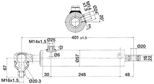 Steering cylinder for Case IH, FIAT, New Holland OEM codes 5098112, 5123968, 5189897, 5093753, 1755093753, 5093752, 5097535, 5098051, 5123022, 5173145, 5189888, 904998943, 5125260