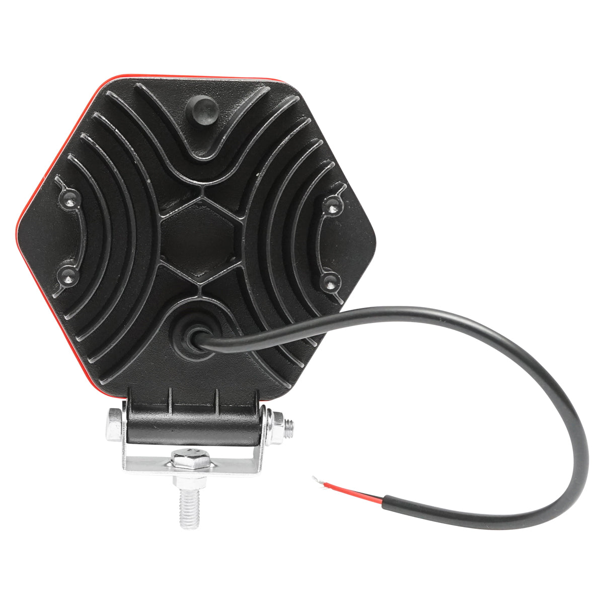 Hexagonal lamp with red plastic grid 16 LEDs DC 10-60V 48W angle 30