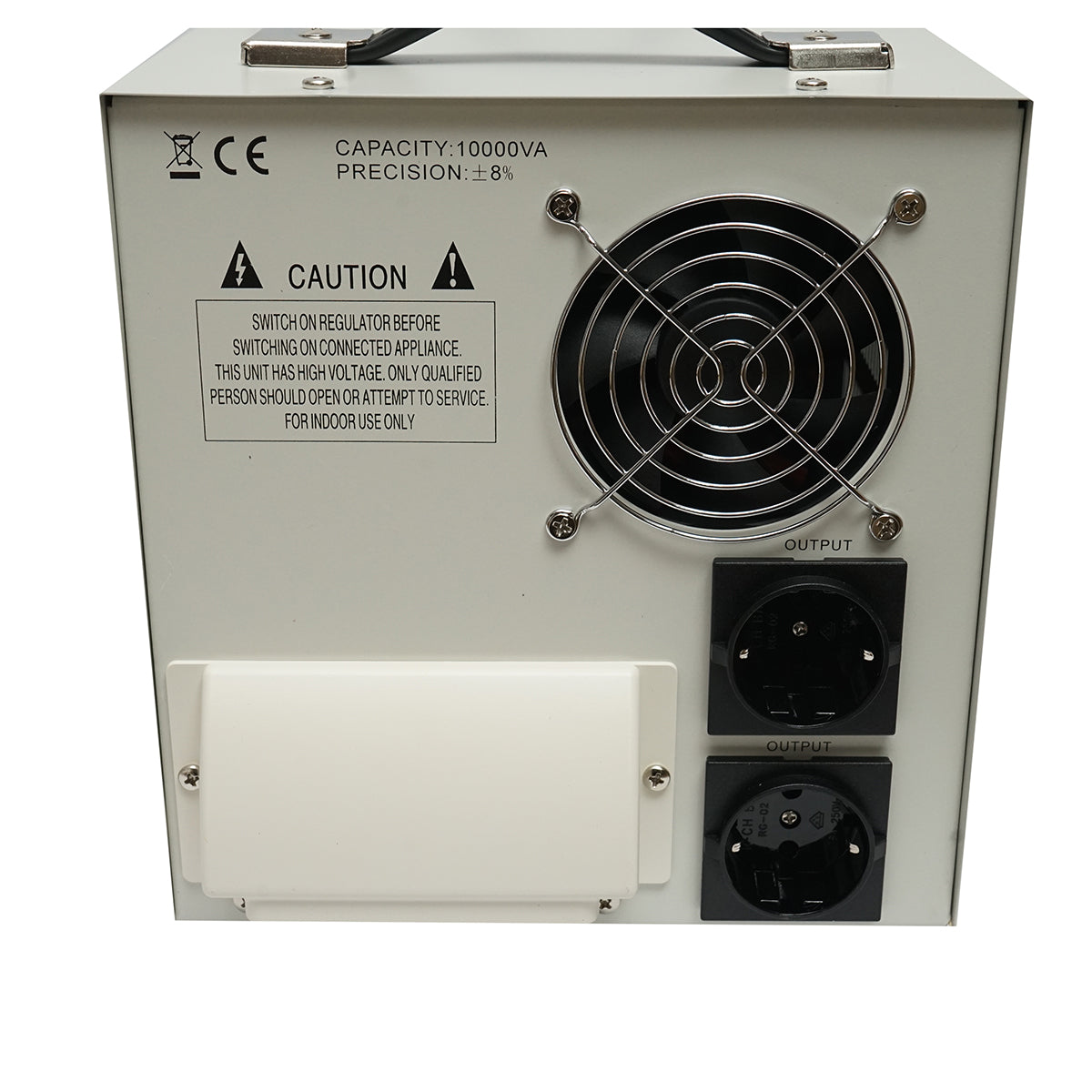 Automatic single-phase voltage stabilizer with relay 10000VA/140-260V, 2 Schuko sockets 230V, LCD display Breckner Germany