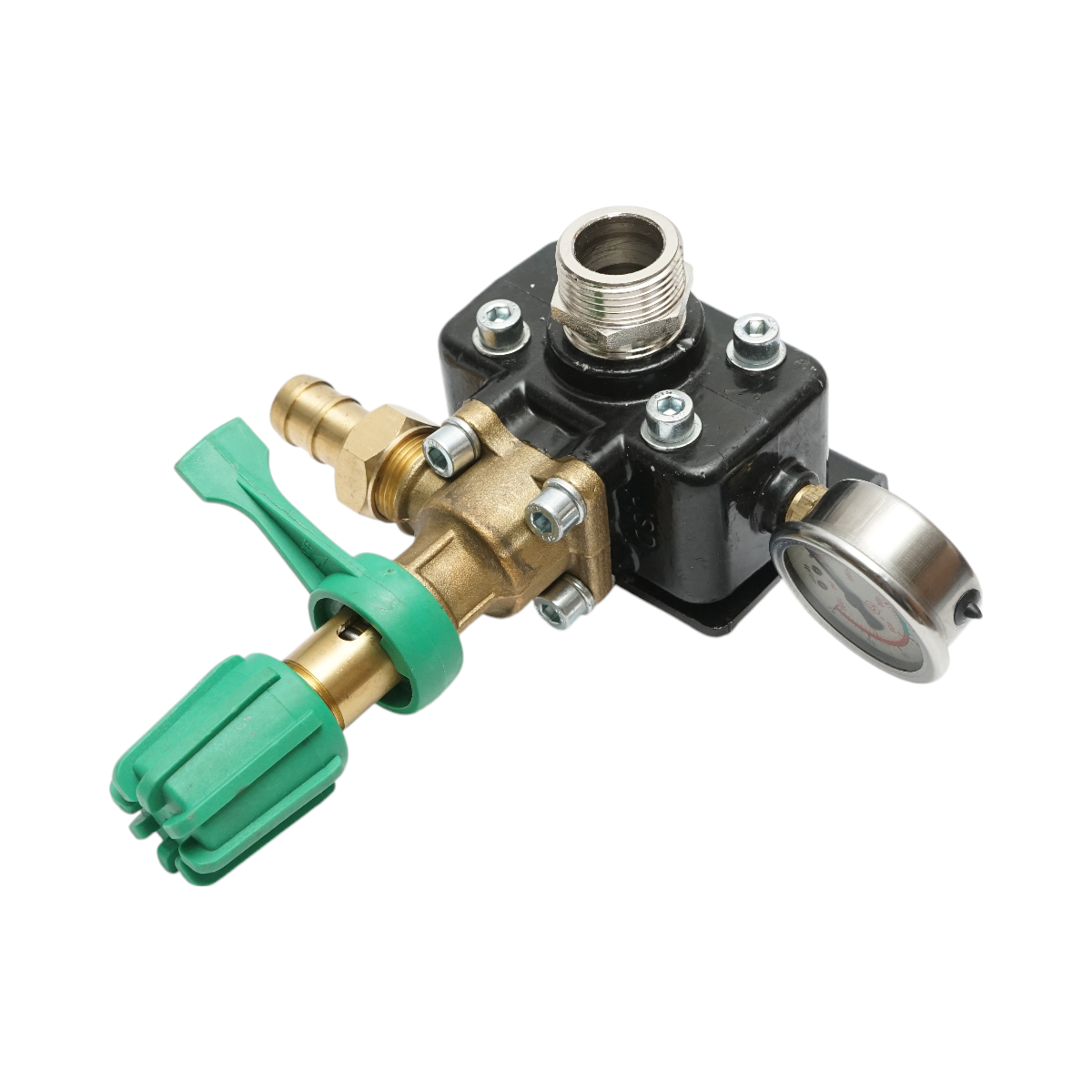 Pressure adjustment tap with glycerin manometer for herbicide applicator