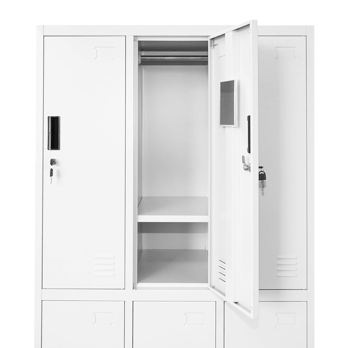 Metal cabinet type locker cushioned 1800x900x450mm 3x2 with 6 secured doors, gray Breckner Germany