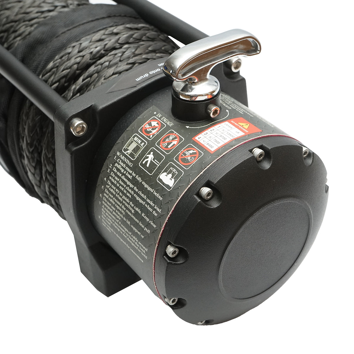 12V electric winch with remote control, 6.5 hp, 6.1T (13500lbs) synthetic cable 9x24m solenoid 400A Breckner Germany