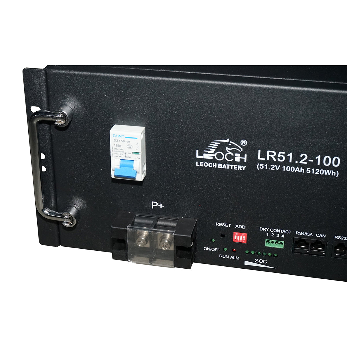 Lithium storage battery 5.12KW LifePo4 51.2V, 100Ah with BMS, LCD display, temperature protection, parallel connection Leoch Battery