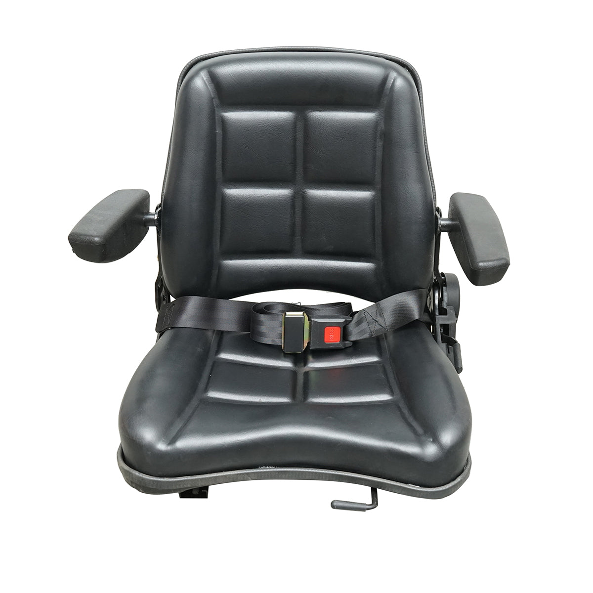 Universal seat with seat belt and armrests for agricultural or industrial machinery