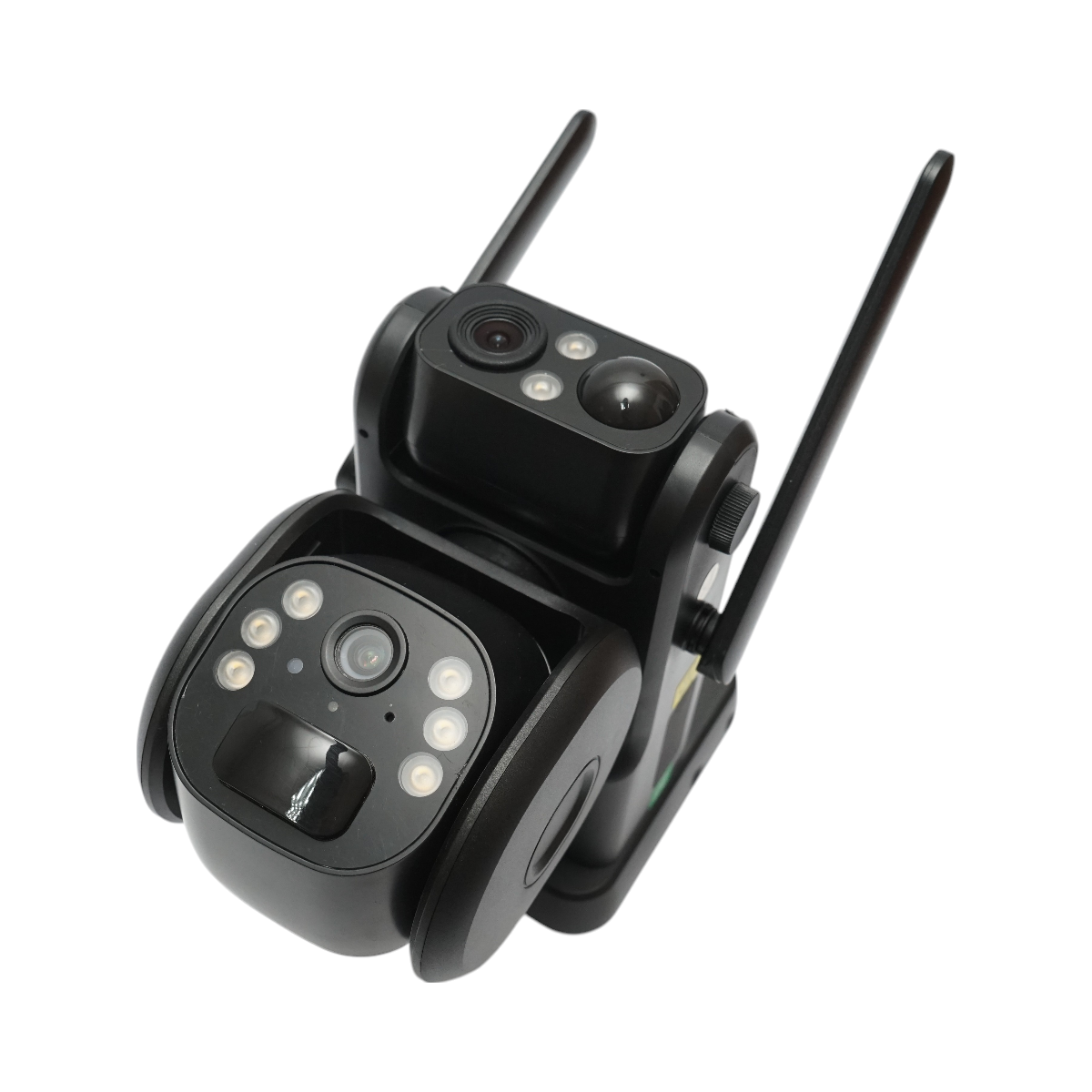 Surveillance camera with dual lens 6MP, 4G, WIFI 2.4 GHz with solar panel, 9000 mAh battery, PTZ control, motion sensor, PIR human detection, night vision and Ubox application