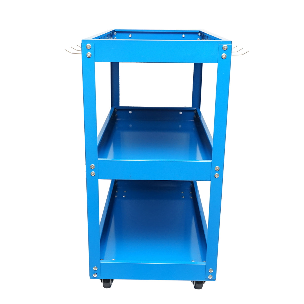Metal cart on wheels with 3 shelves and tool holders 660x360x730mm