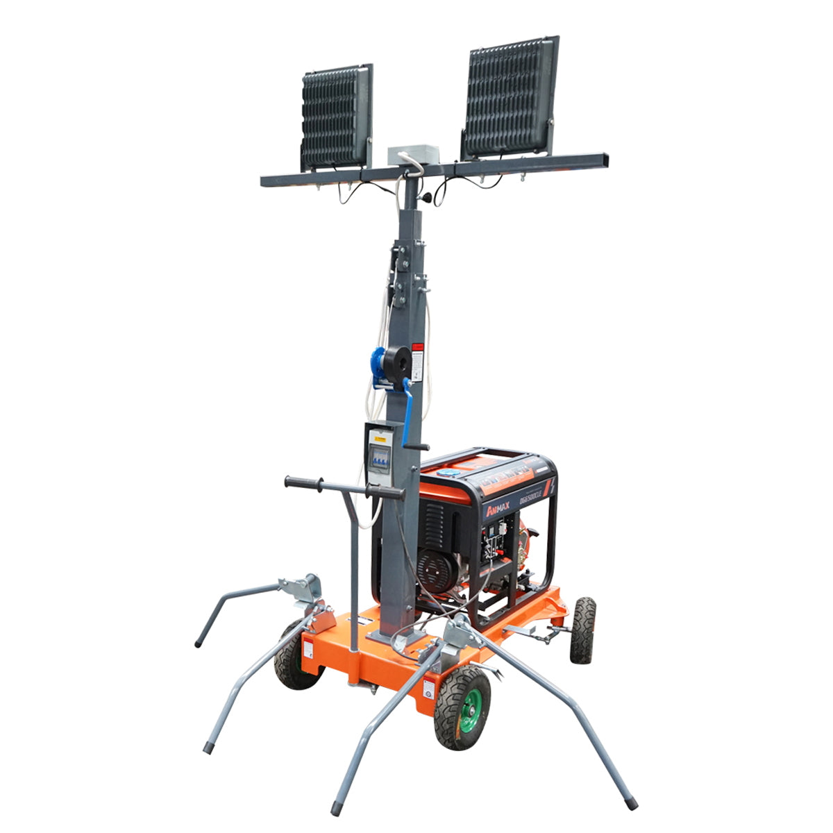 Mobile LED lighting tower, telescopic 4x200W 4.5KW height 1800-4800mm with diesel generator