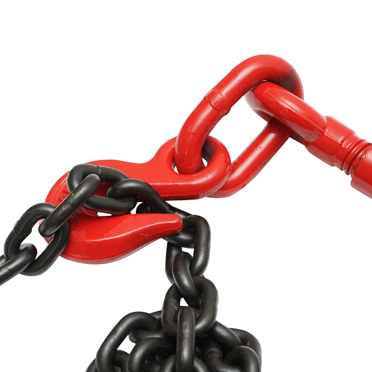 Anchor chain for heavy machinery with a ratchet tensioning device, load capacity 4T, chain length 4m, link thickness 8mm.