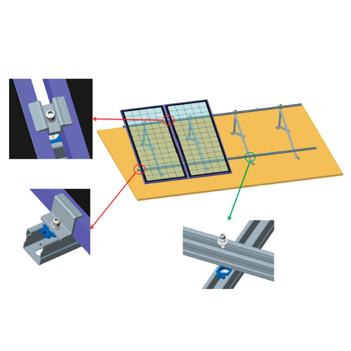 Complete mounting system, concrete structure for 4 photovoltaic solar panels at a 20-degree angle Breckner Germany