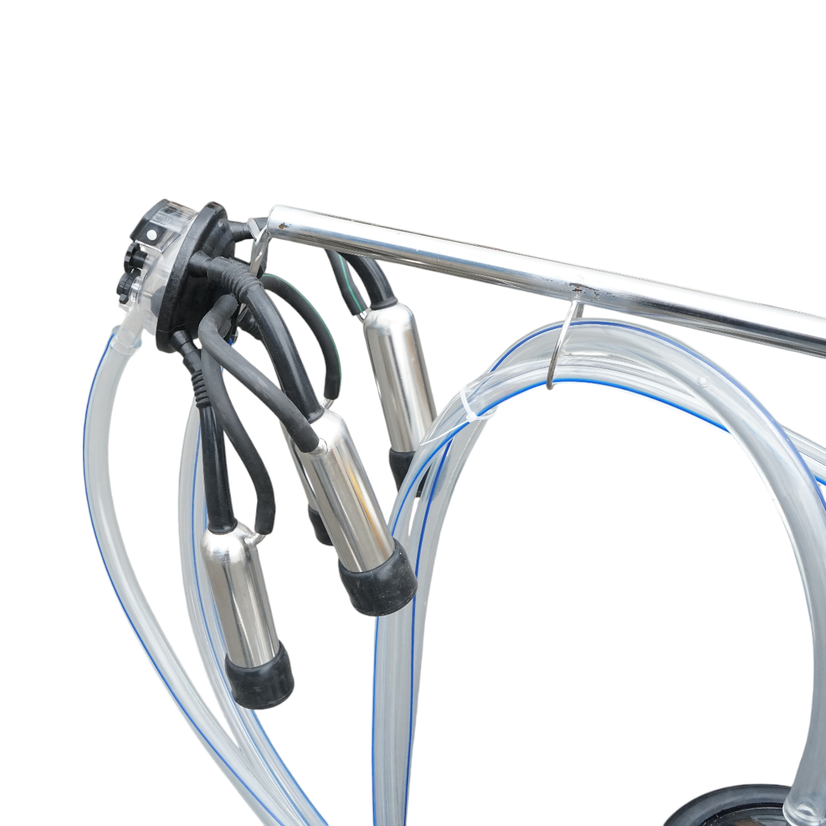 Single post milking machine 750W, 220V stainless steel 25L tank, milking group with 4 teats, vacuum pressure 40-50 kPa, pulsations 60-80 cpm