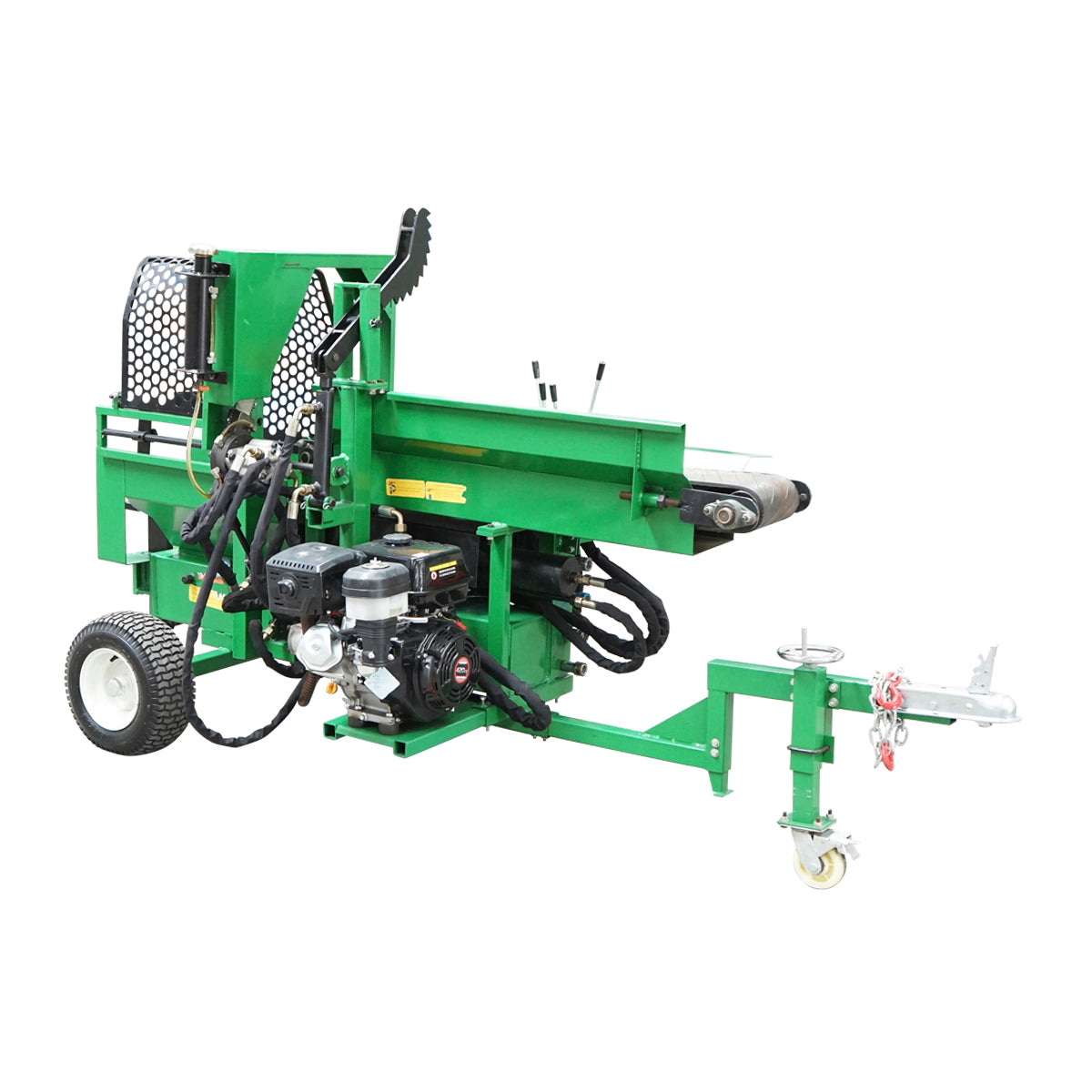 Wood splitter 16T, gasoline engine 15HP with conveyor belt and conveyor 570Kg
