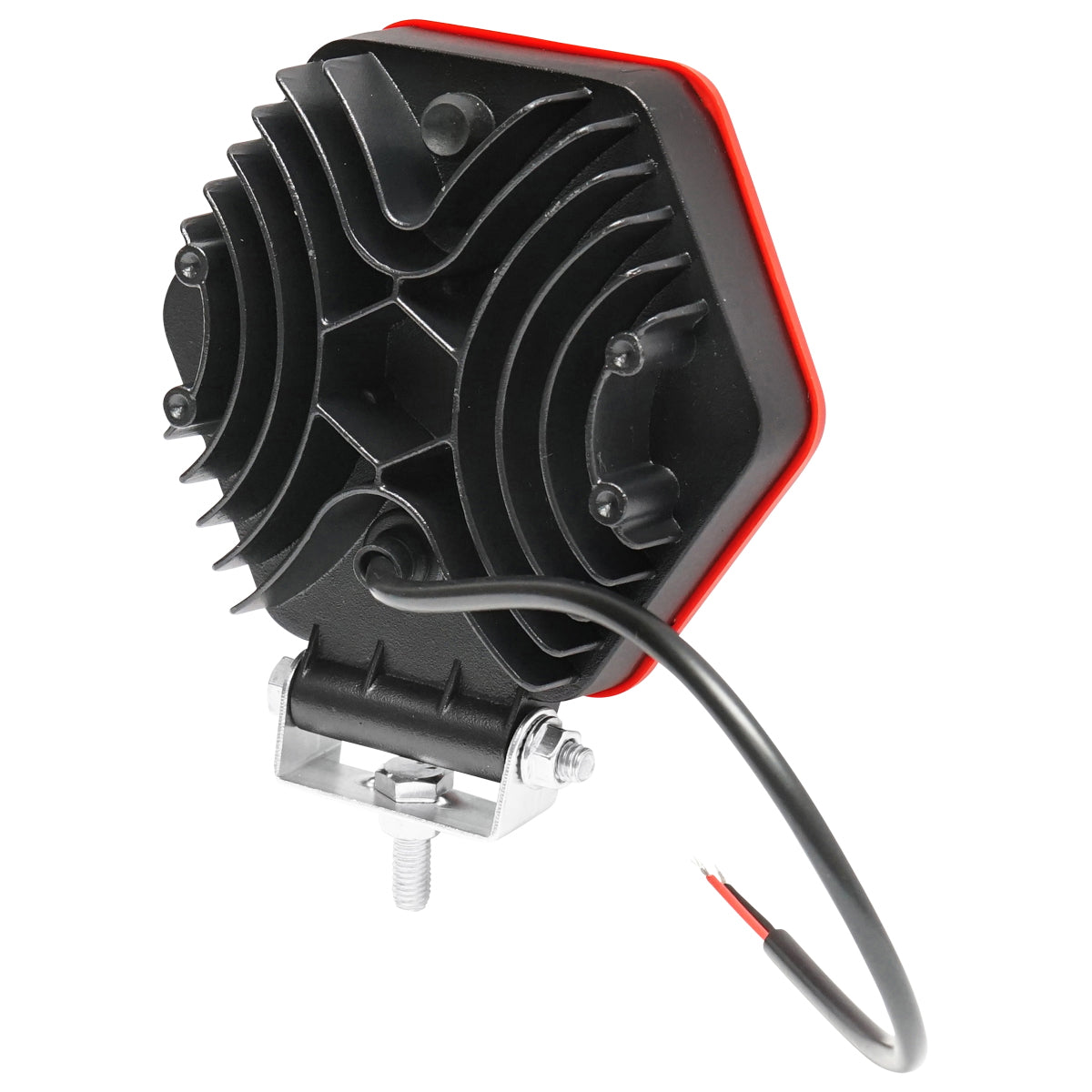 Hexagonal lamp with red plastic grid 16 LEDs DC 10-60V 48W angle 30