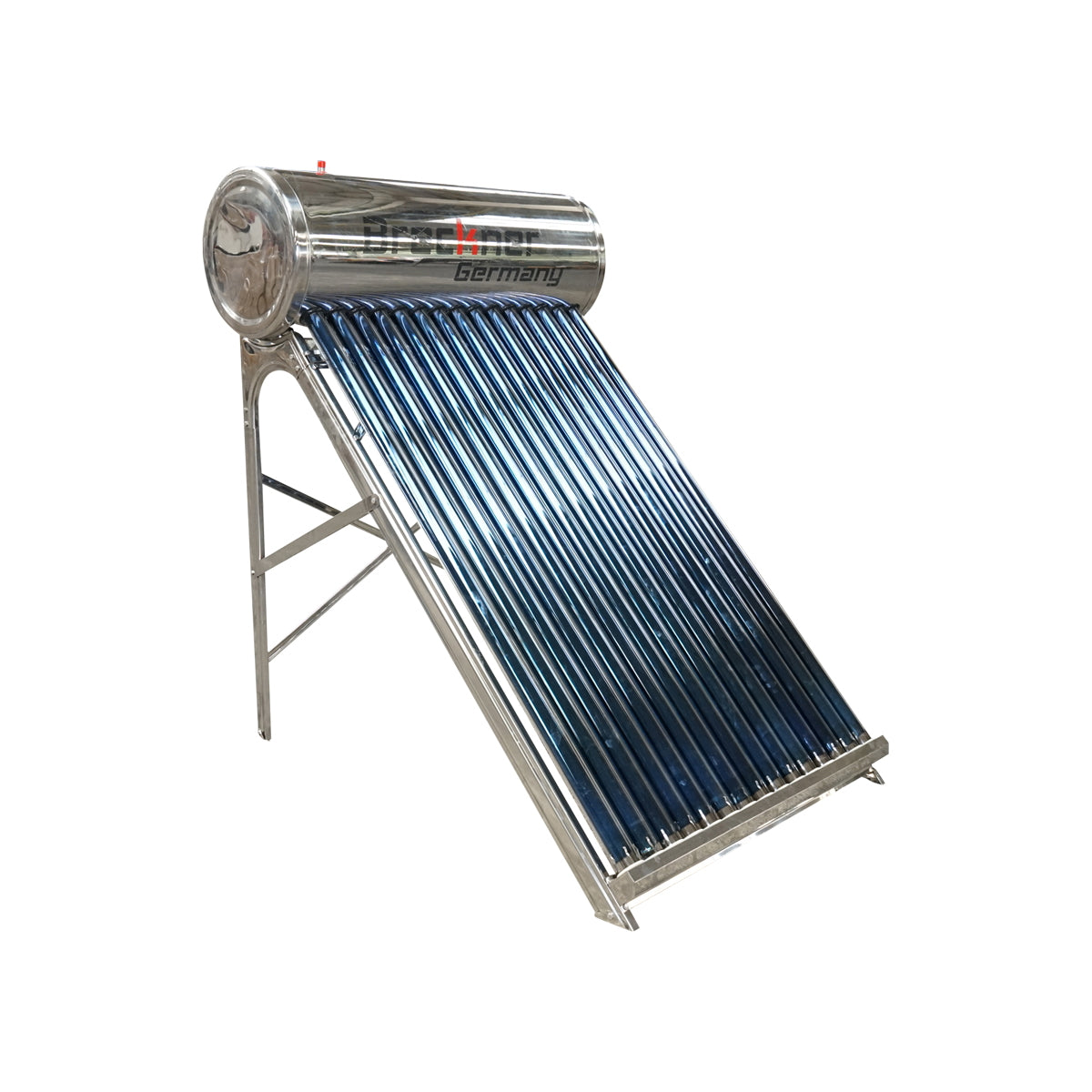 Unpressurized stainless steel solar panel with 15 tubes for hot water, 150L boiler, 1450x490x490mm Breckner Germany