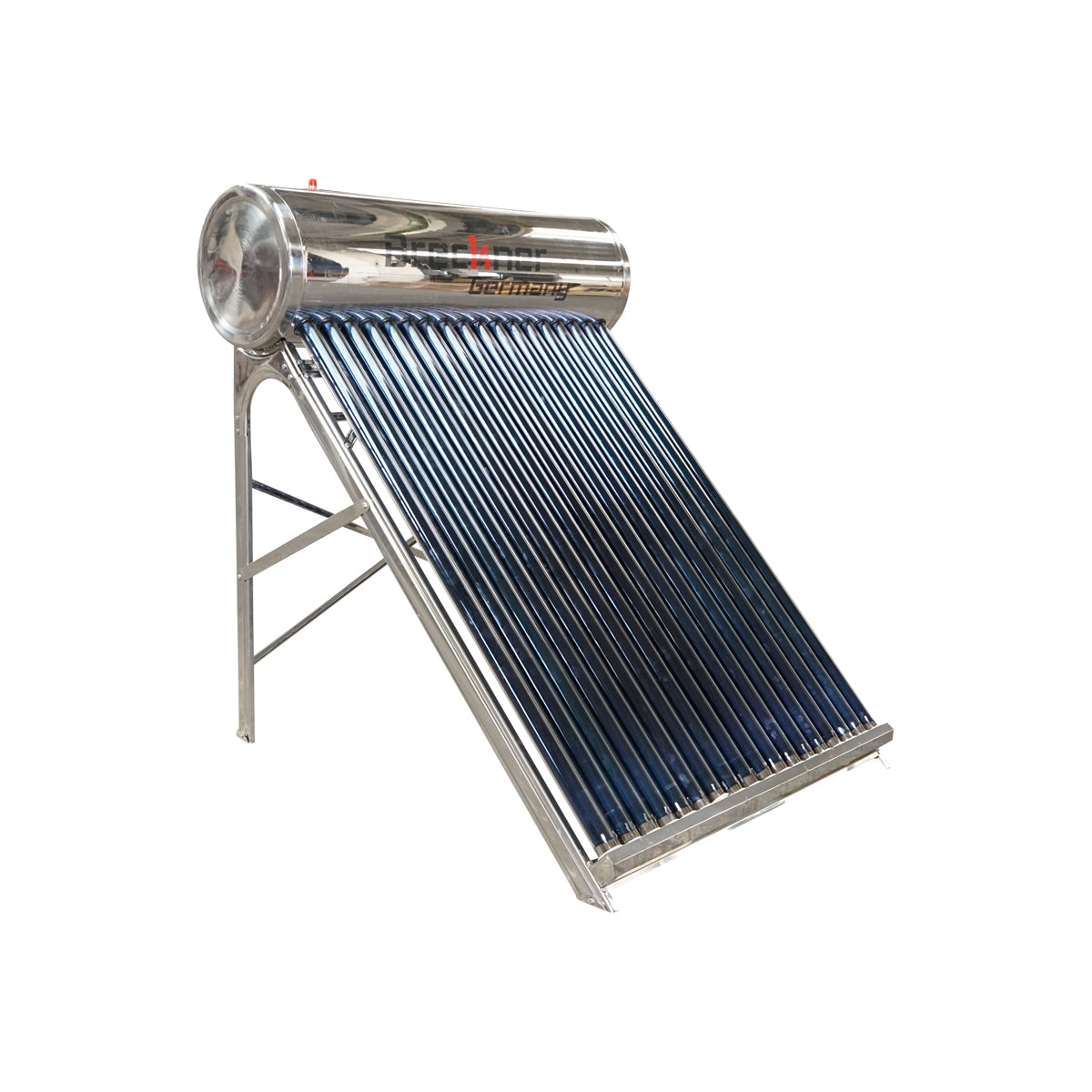 Unpressurized stainless steel solar panel with 18 tubes for hot water, 180L boiler, 1690x490x490mm Breckner Germany