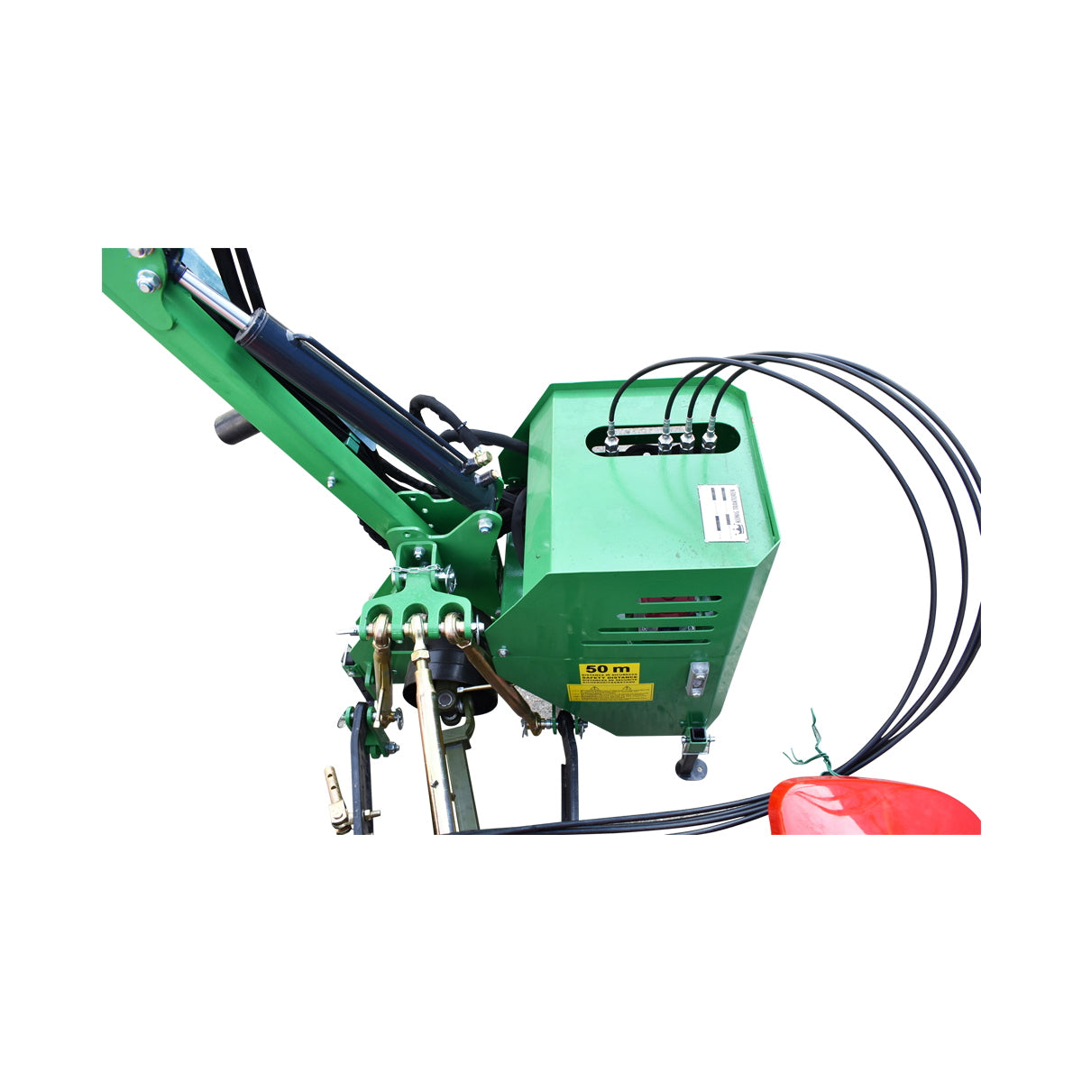 Articulated hydraulic arm mounted with 800mm choppers for hedge trimming