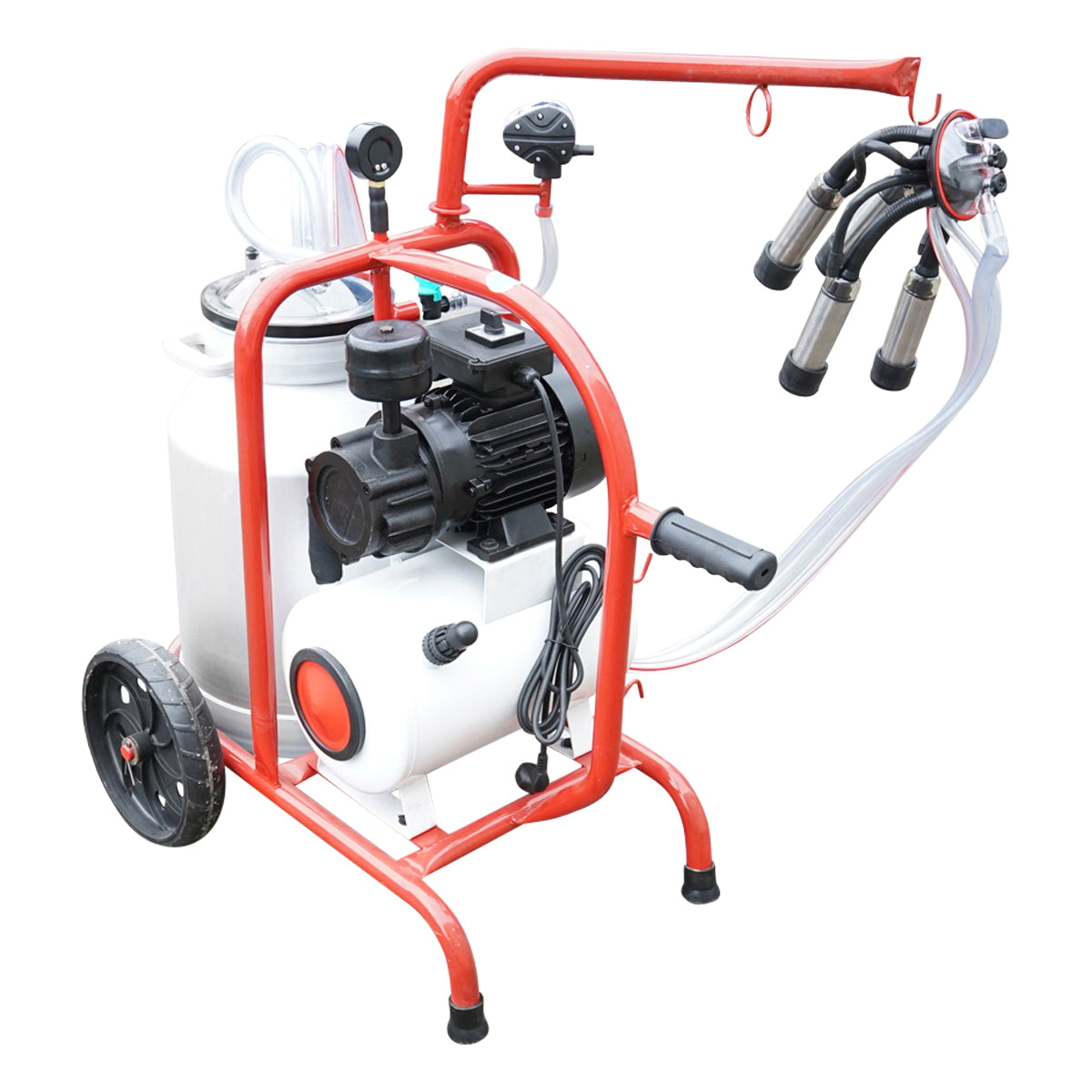 Milking machine for cows with a 160cc collector group, electrostatically painted chassis, 30L aluminum bucket, 1 post Breckner Germany