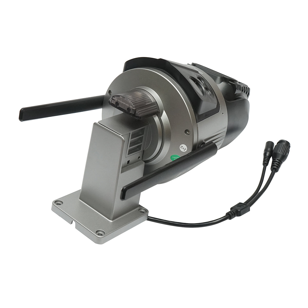 Surveillance camera with 4 lenses, 3 objectives 12 MP, 2 dual control CPUs, P2P WIFI 2.4G, PTZ with motion sensor, alarm, night vision, AI human detection, and iCSee application.