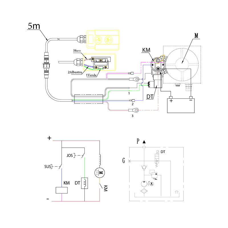 12V hydraulic pump, 1.6kW 160 bar, with 10L metal tank and remote control