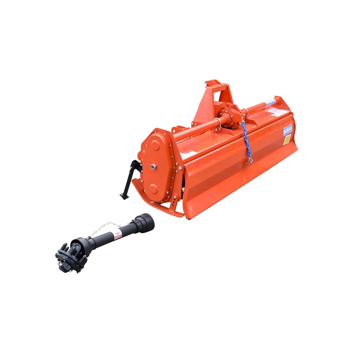 TS81 tiller with 3-point attachment, includes a cardan, required power 55-75 HP, working width 2m, depth 12-16cm with 54 Baisan blades.