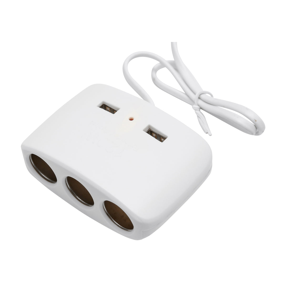 Car triple adapter 12/24V white and 2x USB port 5V/1000mA