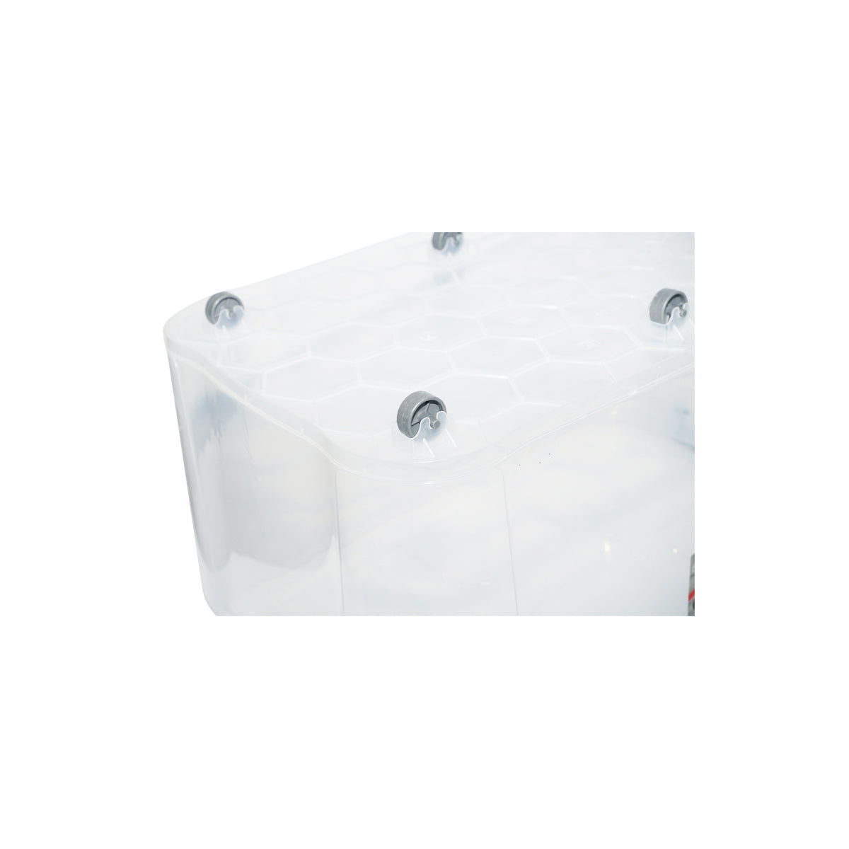 50L storage box with lid and wheels made of transparent plastic 400x630x320mm