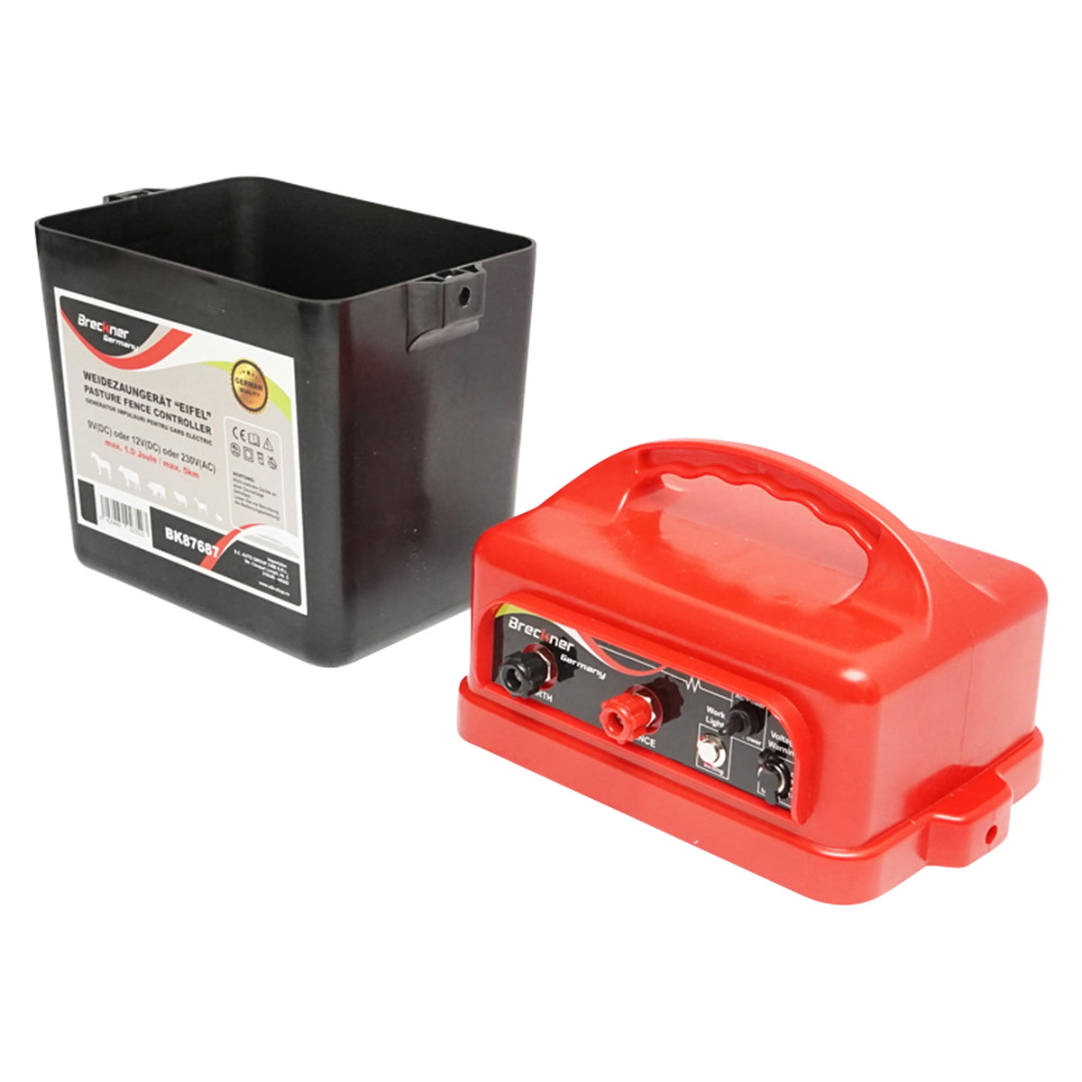 Impulse generator device 9-12V or 220V, 1 Joule, 5km for electric fence Breckner Germany