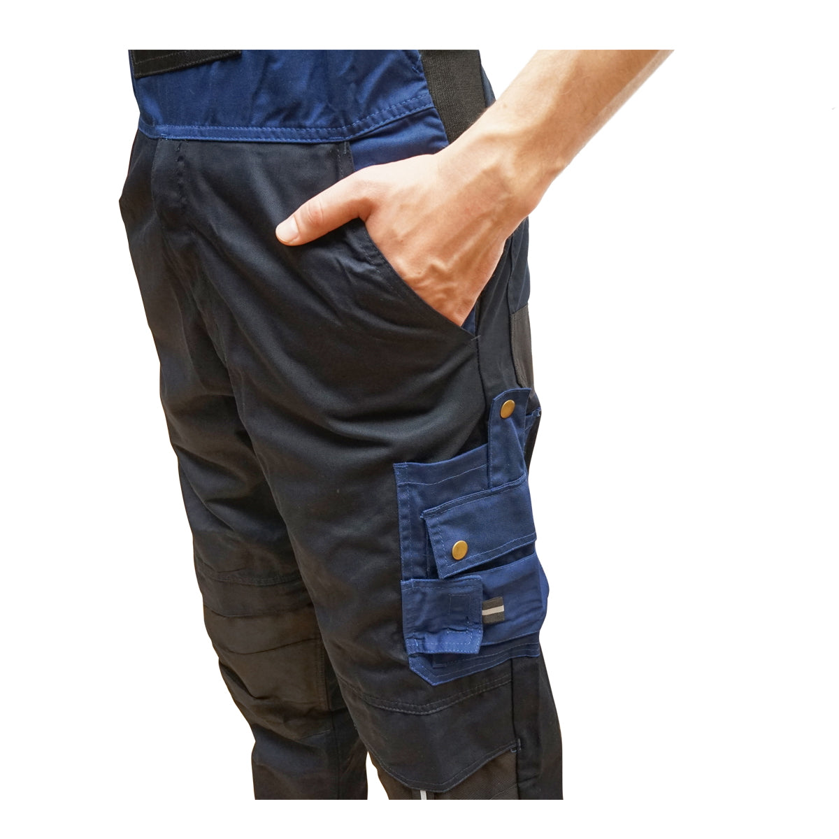 Work pants with bib, polyester and cotton overalls, navy blue, L Breckner Germany